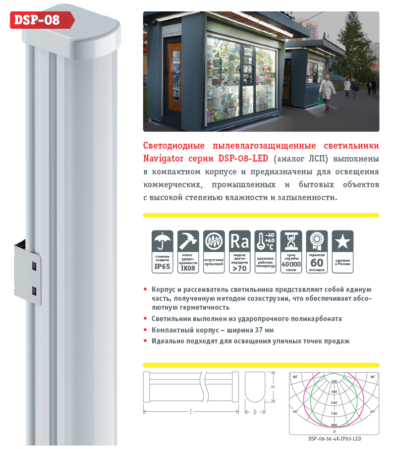 Новинка. Светодиодные пылевлагозащищенные светильники Navigator DSP-08 ...